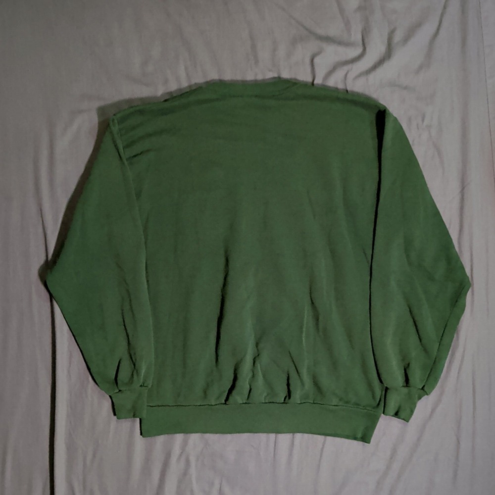 Vintage Jerzees Kitten Sweatshirt Womens Size Large Green Cat Crewneck Grandma - Picture 2 of 11